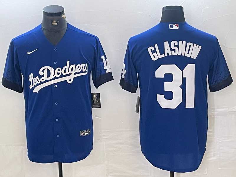 Men%27s Los Angeles Dodgers #31 Tyler Glasnow Blue 2021 City Connect Cool Base Stitched Jersey->los angeles dodgers->MLB Jersey